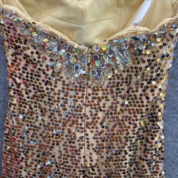 Tony Bowls Paris Vintage Strapless Gold Beaded Sequin Ball Gown Prom Dress 0 - Picture 7 of 11